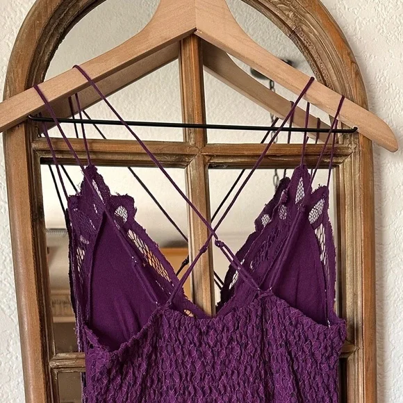 Free People FP One Purple Crochet Lace Maxi Dress Boho Festival Small - Picture 4 of 10